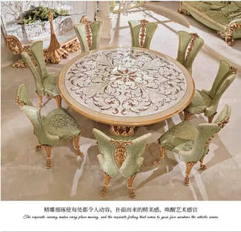 Европейската кръгла маса и стол в съчетание от масивно дърво с ръчно изработени, креативна и боядисани черупки, parquet маса villa